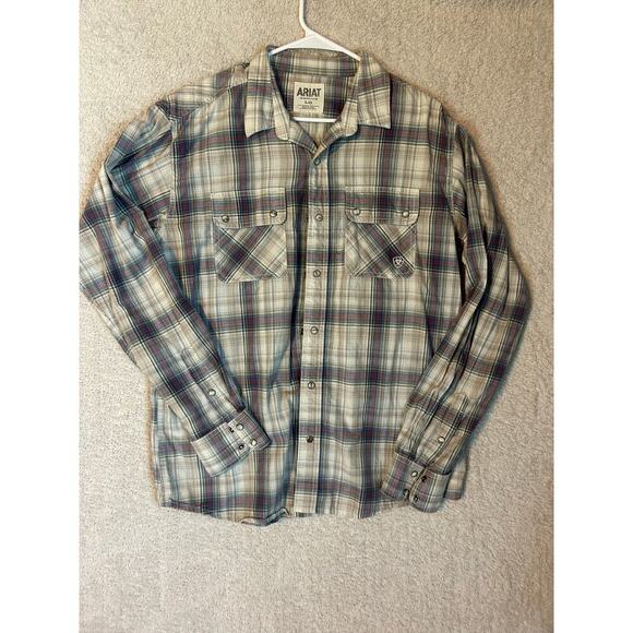 Ariat men’s long sleeve snap button down. Plaid. Large. Western festival - Picture 1 of 6